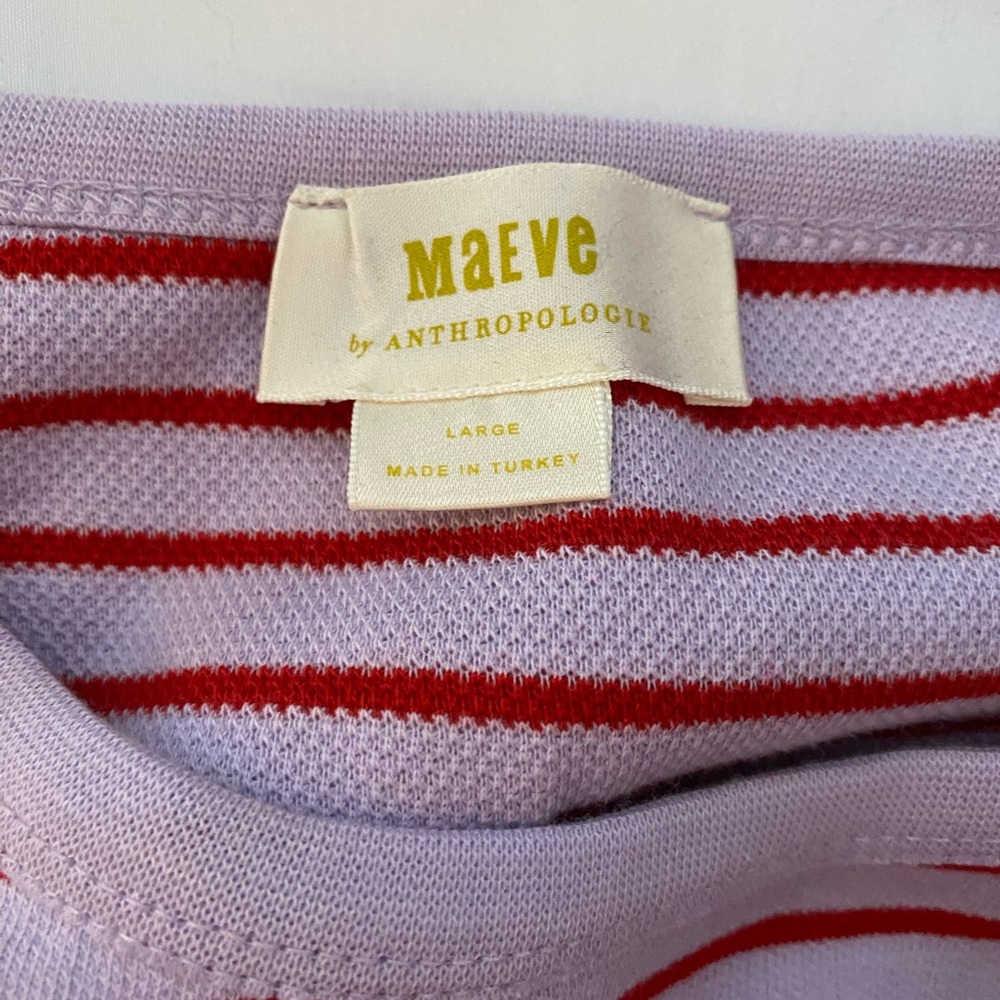 Anthropologie Maeve Lavender and Red Striped Top - Picture 9 of 12